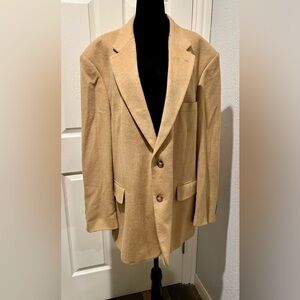 Stafford Options Blazer Jacket Beige Camel Hair Wool blend Men's 48R 2 Button